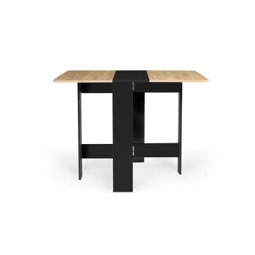 Table à manger carrée dépliable Edi bois et noir