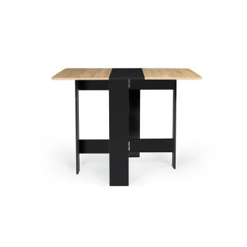 Table à manger carrée dépliable Edi bois et noir