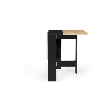 Table à manger carrée dépliable Edi bois et noir