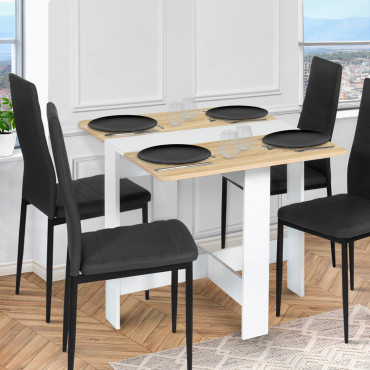 Table à manger dépliable Edi bois et blanc