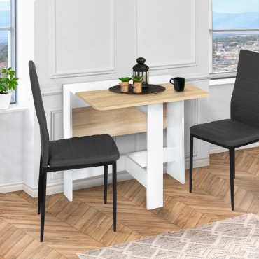 Table à manger dépliable Edi bois et blanc