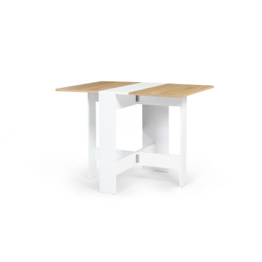 Table à manger dépliable Edi bois et blanc