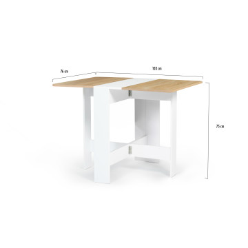 Table à manger dépliable Edi bois et blanc