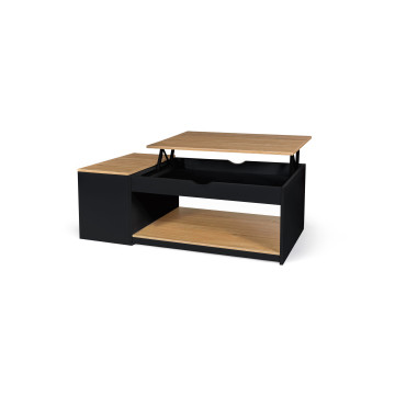 Table basse Elina relevable coffre latéral noir et bois