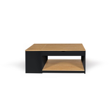 Table basse Elina relevable coffre latéral noir et bois