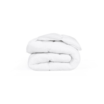 Couette extra chaude blanche 200x200cm anti-acariens - microfibres 700 g/m2 + 2 oreillers
