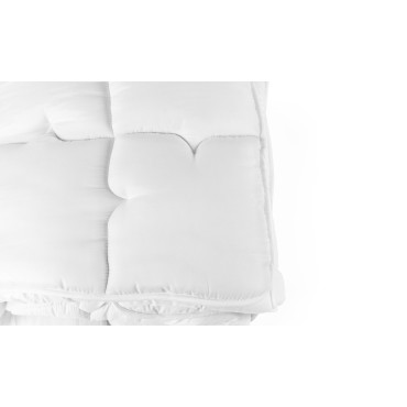 Couette extra chaude blanche 200x200cm anti-acariens - microfibres 700 g/m2 + 2 oreillers