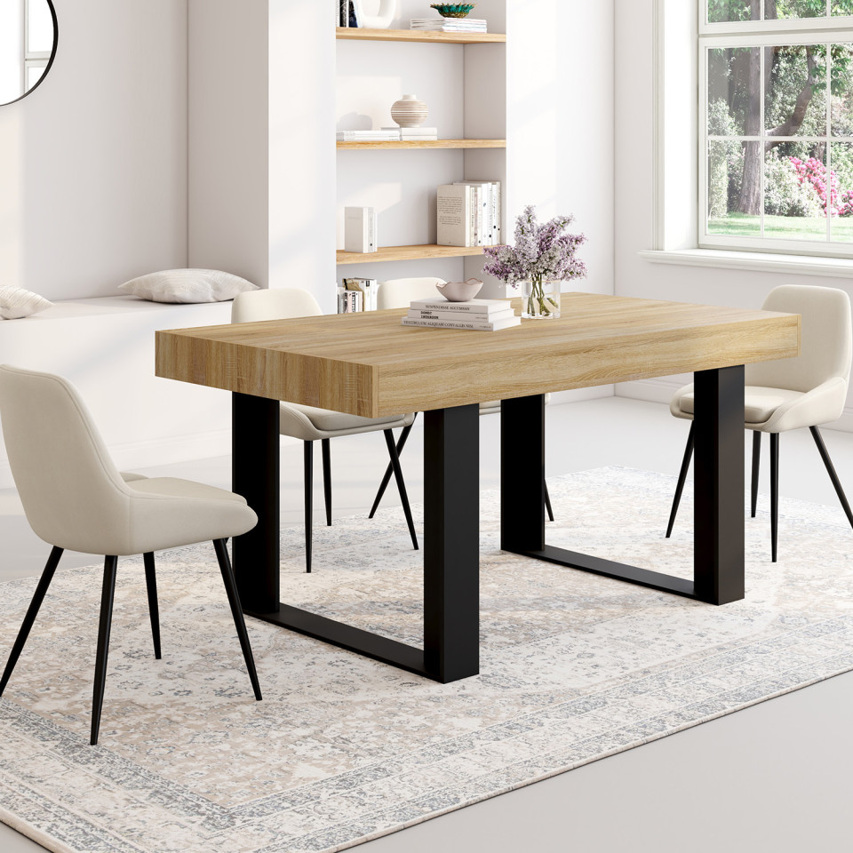 Table à manger Brixton bois et noir 160cm