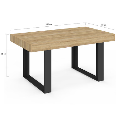 Table à manger Brixton bois et noir 160cm