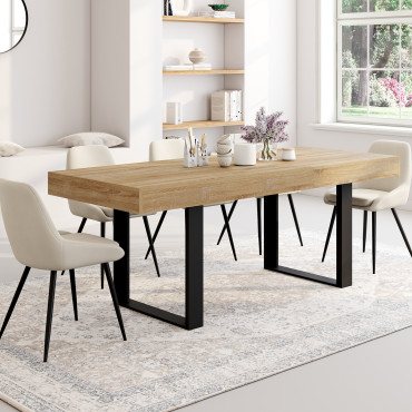 Table à manger extensible Brixton bois et noir 160-200cm