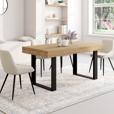 Table à manger extensible Brixton bois et noir 160-200cm