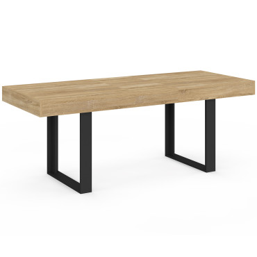 Table à manger extensible Brixton bois et noir 160-200cm