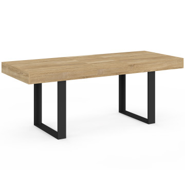 Table à manger extensible Brixton bois et noir 160-200cm