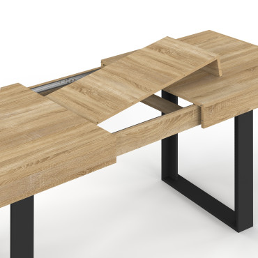 Table à manger extensible Brixton bois et noir 160-200cm