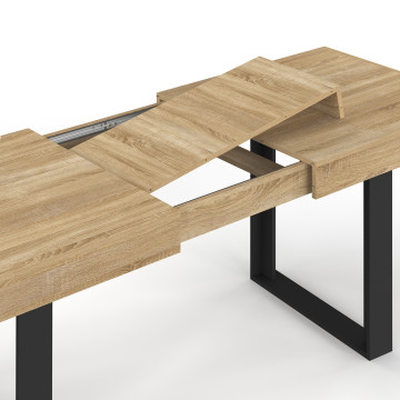 Table à manger extensible Brixton bois et noir 160-200cm