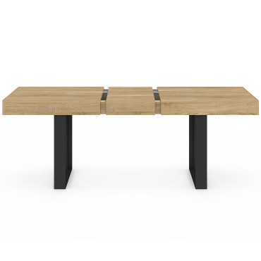 Table à manger extensible Brixton bois et noir 160-200cm