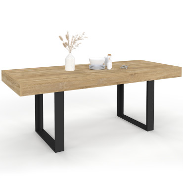 Table à manger extensible Brixton bois et noir 160-200cm