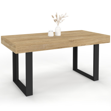 Table à manger extensible Brixton bois et noir 160-200cm