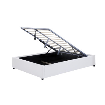 Lit coffre Otta 140x190cm simili cuir blanc