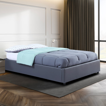 Lit coffre Otta 140x190cm simili cuir gris