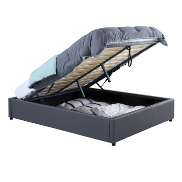 Lit coffre Otta 140x190cm simili cuir gris