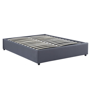 Lit coffre Otta 140x190cm simili cuir gris