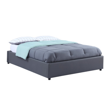 Lit coffre Otta 140x190cm simili cuir gris