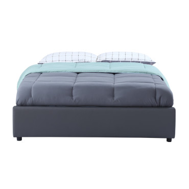 Lit coffre Otta 140x190cm simili cuir gris