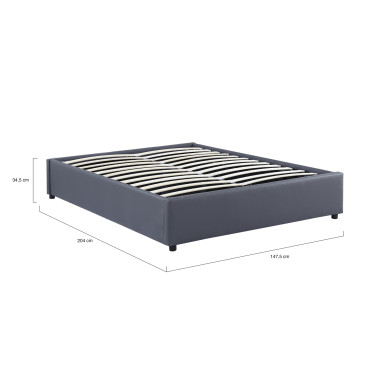 Lit coffre Otta 140x190cm simili cuir gris