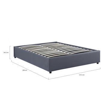 Lit coffre Otta 140x190cm simili cuir gris