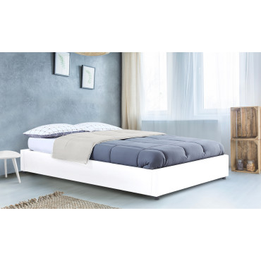 Lit coffre Otta 160x200cm simili cuir blanc