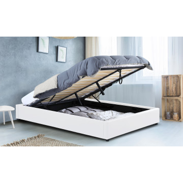 Lit coffre Otta 160x200cm simili cuir blanc