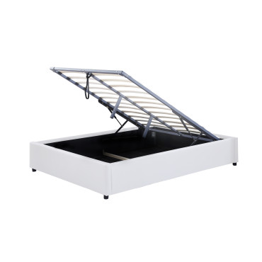 Lit coffre Otta 160x200cm simili cuir blanc