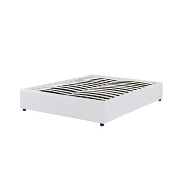 Lit coffre Otta 160x200cm simili cuir blanc