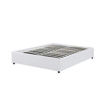 Lit coffre Otta 160x200cm simili cuir blanc