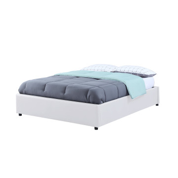 Lit coffre Otta 160x200cm simili cuir blanc