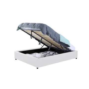 Lit coffre Otta 160x200cm simili cuir blanc