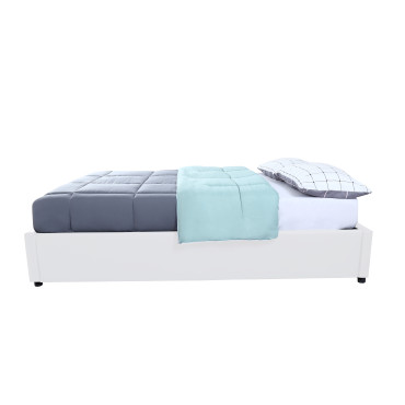 Lit coffre Otta 160x200cm simili cuir blanc