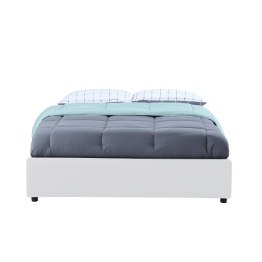 Lit coffre Otta 160x200cm simili cuir blanc