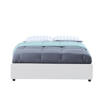 Lit coffre Otta 160x200cm simili cuir blanc