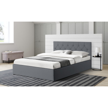 Lit coffre Hanna 140x190cm simili cuir gris