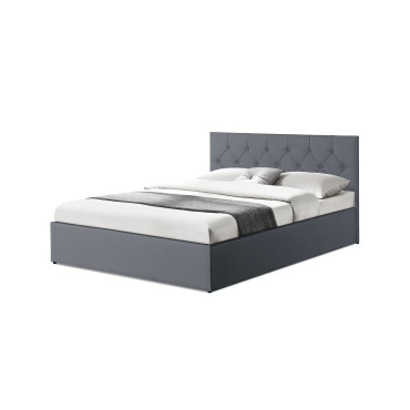 Lit coffre Hanna 140x190cm simili cuir gris