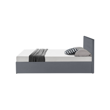 Lit coffre Hanna 140x190cm simili cuir gris