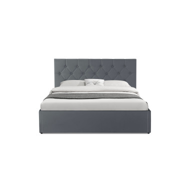 Lit coffre Hanna 140x190cm simili cuir gris