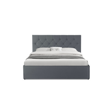 Lit coffre Hanna 140x190cm simili cuir gris