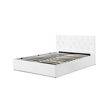 Lit coffre Hanna 140x190cm simili cuir blanc