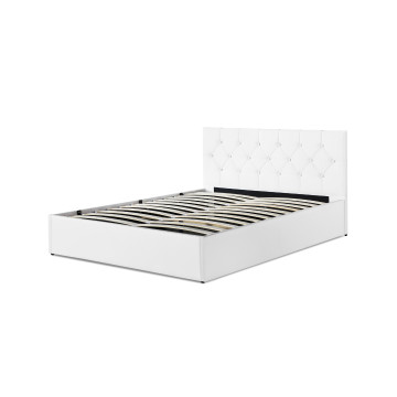 Lit coffre Hanna 140x190cm simili cuir blanc