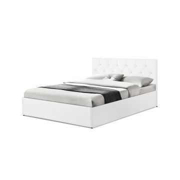 Lit coffre Hanna 140x190cm simili cuir blanc
