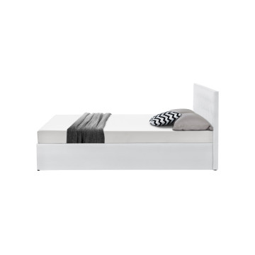 Lit coffre Hanna 140x190cm simili cuir blanc