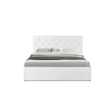 Lit coffre Hanna 140x190cm simili cuir blanc